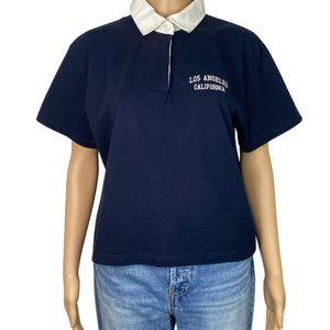 John Galt Brandy Melville Blue Los Angeles Crop Polo Shirt Small